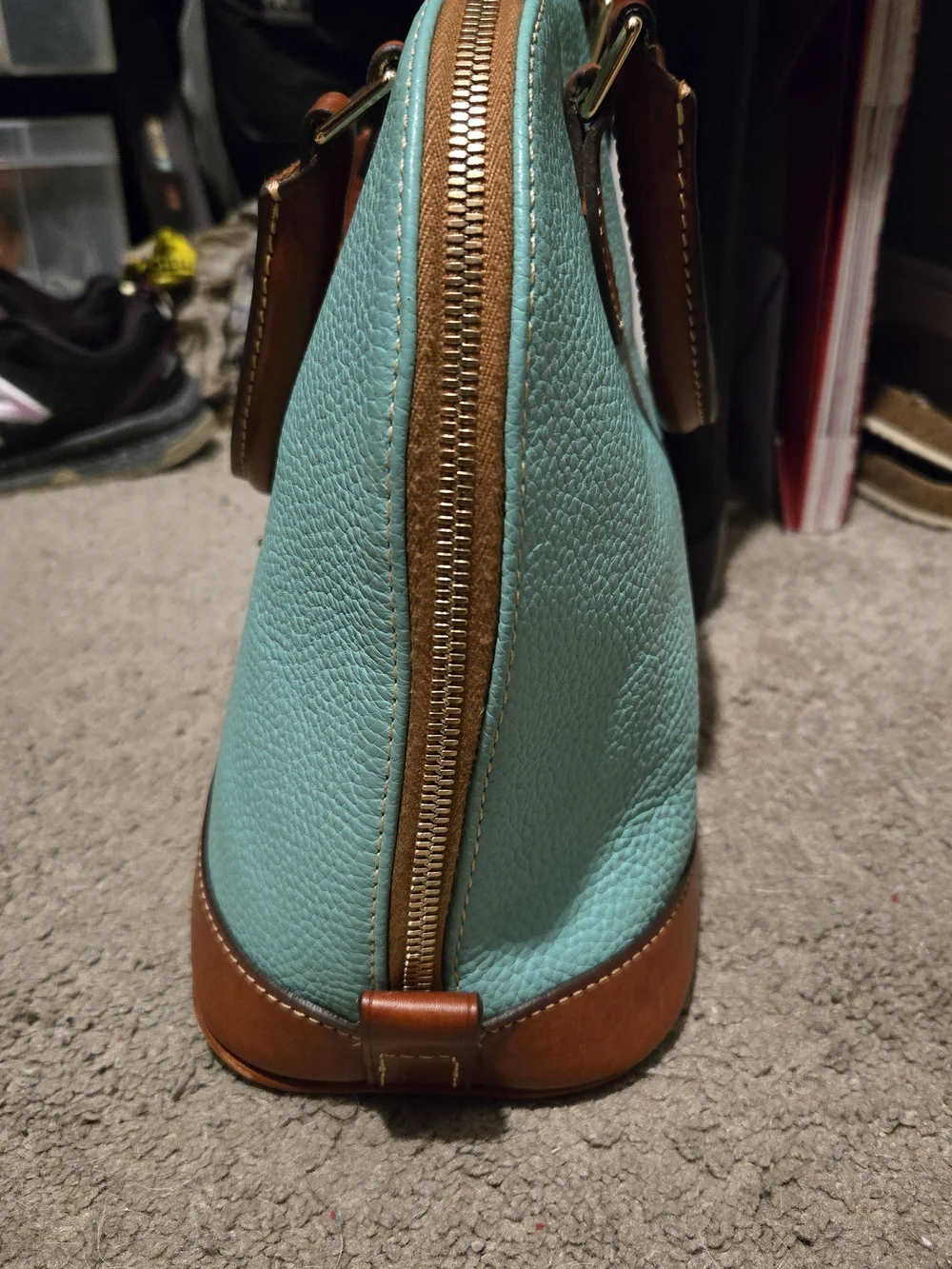 Dooney & Bourke Turquoise Pebbled Leather Satchel